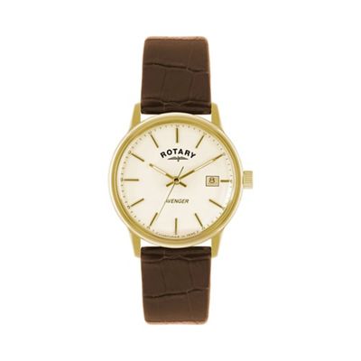 Mens 'Avenger' champagne dial brown strap watch gs02876/03